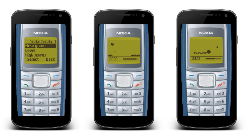  Jocul Snake Xenzia Rewind 97 Retro pe un telefon mobil Nokia